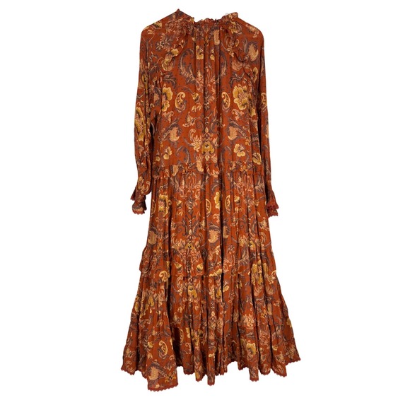 Spell & The Gypsy Collective Sundown Boho Gown Women Size S Orange Paisley Maxi - Picture 5 of 14